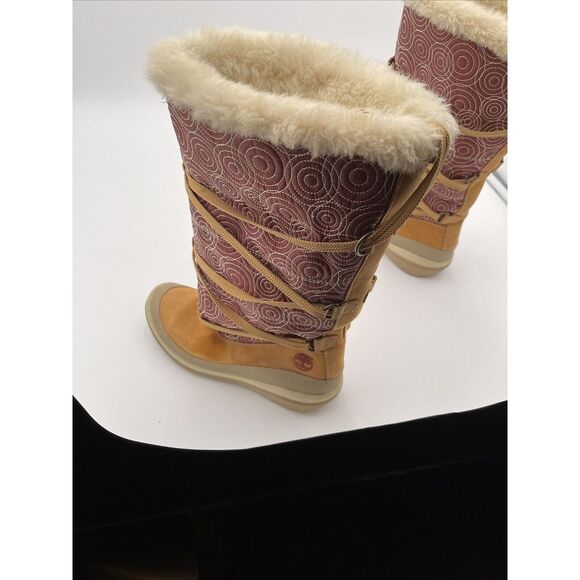 Timberland Burgundy and Tan Patterned Winter Boots - Picture 7 of 7